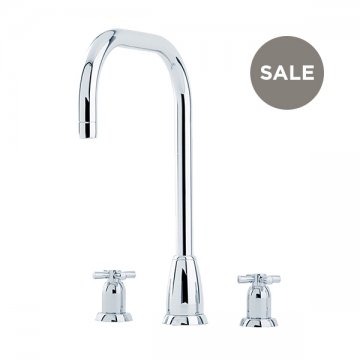 Callisto 3 hole sink mixer with square spout & crosshead taps