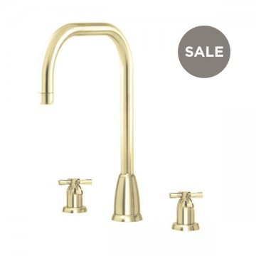 Callisto 3 hole sink mixer with square spout & crosshead taps