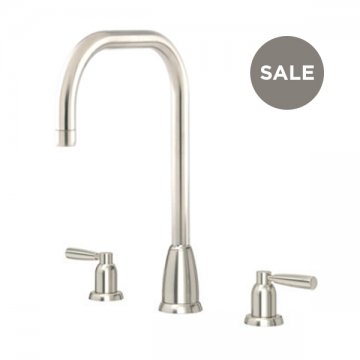 Callisto 3 hole sink mixer with square spout & metal lever taps