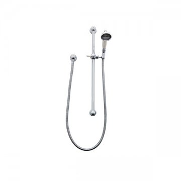 Classical inclined handshower & hose with white porcelain handle on sliding rail with wall outlet