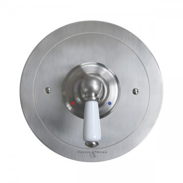 Single lever shower mixer with pressure balance valve and white porcelain handle