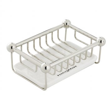 Freestanding soap basket with porcelain tray