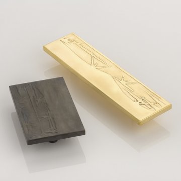 ACID ETCHED solid brass cabinet handle 
