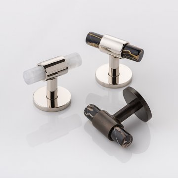 COLLETT ZARZYCKI T-bar solid brass & marble cabinet pull 