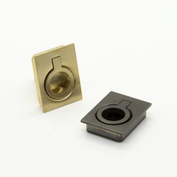 FALMOUTH II solid brass rectangular recessed ring pull 