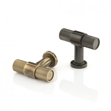 MONTGOMERY solid brass T-bar cabinet pull with linear knurl