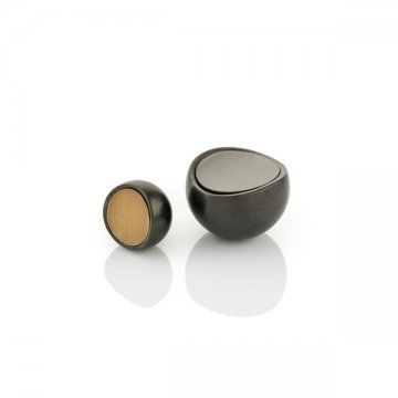 Contour solid brass cabinet pull with inlay