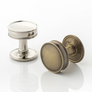 HUNTINGFORD solid brass door knob with ridged rose