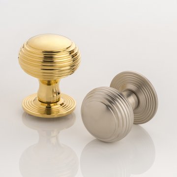 BERENICE solid brass door knob with reeded rose