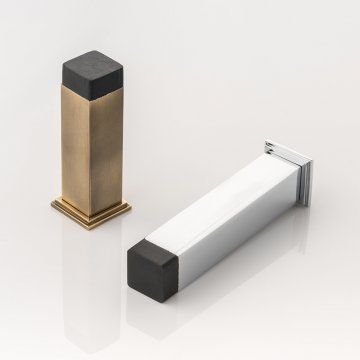 CUBE solid brass wall mounted door stopper with decorative stepped plate 