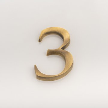 Solid brass numeral (3) 
