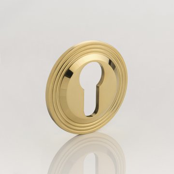 Solid brass Euro Cylinder Profile Reeded Escutcheon