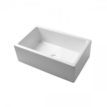 White fireclay butler sink. Approx. 760 x 460 x 250mm with waste and rack