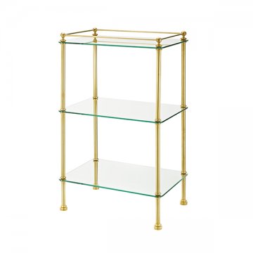 Bathroom stand with three glass shelves. 500W x 830H x 350D
