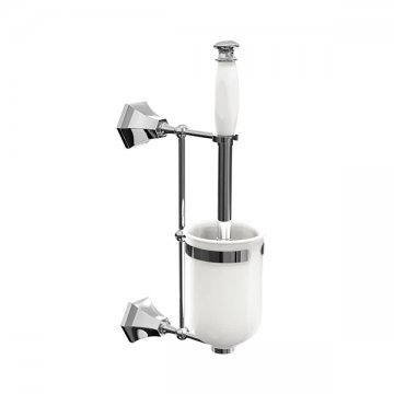 Deco wall-mounted toilet brush with porcelain brush holder