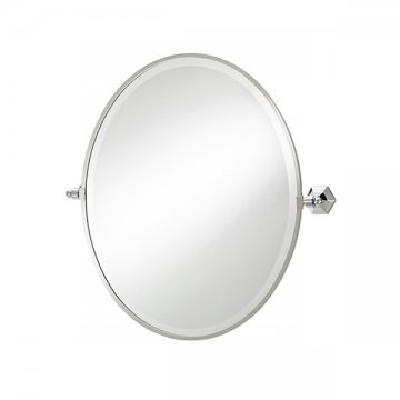 Deco oval tilting bathroom mirror with metal frame 760h x 620w (730w incl. brackets)