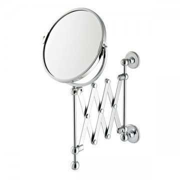 Extendable wall mounted shaving mirror 180mm dia. 1x and 3x mag. 
