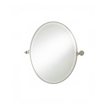 Oval tilting bathroom mirror with metal frame 570h x 465w (570w incl. brackets)