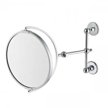Pivoting wall mounted shaving mirror 180mm dia. 1x and 3x mag. 