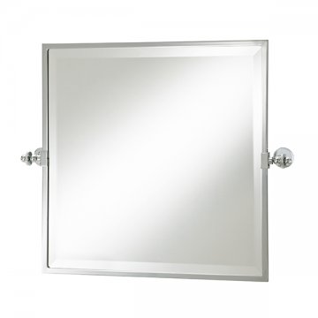 Square tilting bathroom mirror with metal frame 508h x 508w (618w incl. brackets)