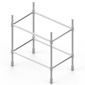 Single 4 leg freestanding basin stand. Contemporary joints & tubular feet. W750 x D480 x H880 