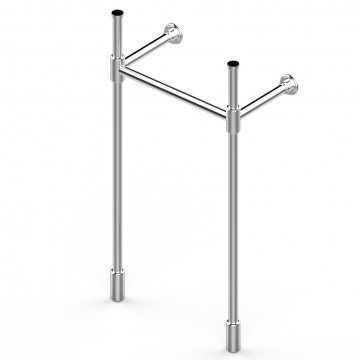 Art Deco single 2 leg wall mounted basin stand. Contemporary joints & tubular feet. W400 x D230 x H830