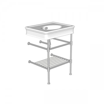 Lonsdale two leg basin stand for 650mm Lonsdale basin. Contemporary joints, stepped feet & shelf.