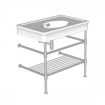 Lonsdale two leg basin stand for 860mm Lonsdale basin. Contemporary joints, stepped feet & shelf.