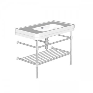Soho two leg basin stand for 1000mm Soho basin. Contemporary joints, stepped feet & shelf.