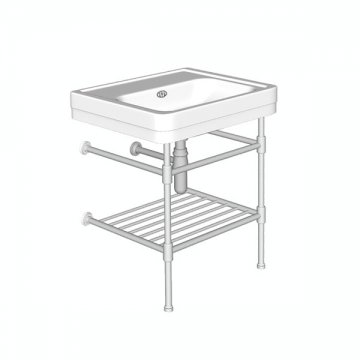 Soho two leg basin stand for 700mm Soho basin. Contemporary joints, stepped feet & shelf.