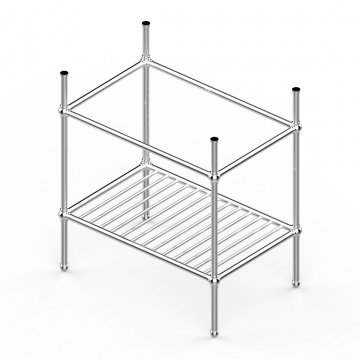 Single 4 leg freestanding basin stand with shelf. Traditional ball joints & ball feet. W750 x D480 x H880 