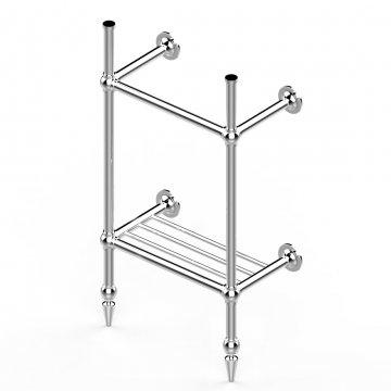 Art Deco 2 leg basin stand for 525mm Art Deco basin. Traditional joints, pointed feet & shelf