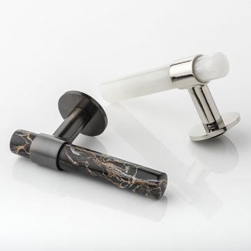 COLLETT ZARZYCKI solid brass & marble lever handle with round rose