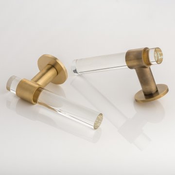 COLLETT ZARZYCKI solid brass & glass door lever handle with round rose