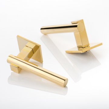 KH Intersect solid brass door lever handle with square rose