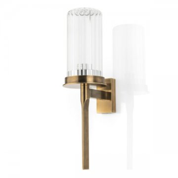 FONTEYN solid brass wall light with enclosed fluted glass shade