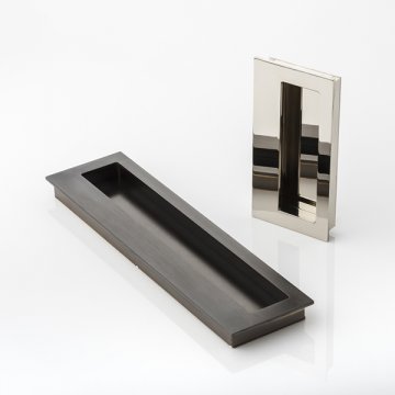 Rectangular solid brass recessed pull with large grip