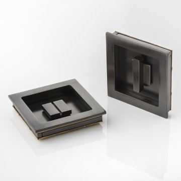 CUBE solid brass recessed pull with privacy turn / release 