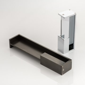 Rectangular solid brass recessed pull with end pull 