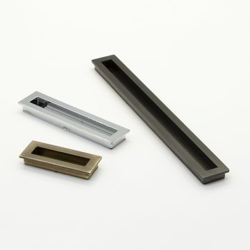 Slim Rectangular solid brass recessed pull