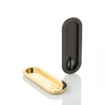 Maurice low profile oval recessed pull with privacy turn/release