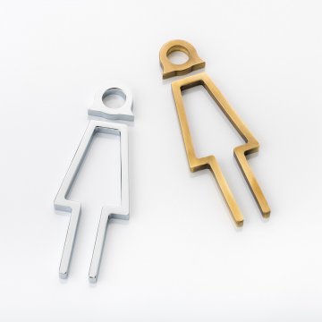 Solid brass 3D bathroom sign - Female with Hair