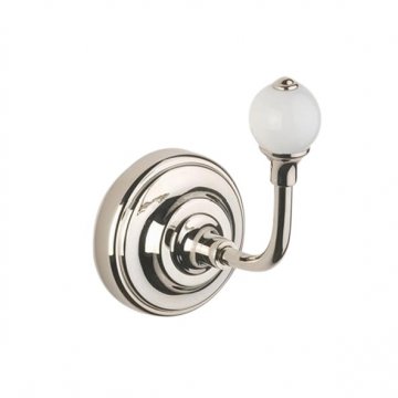 Lonsdale robe hook with porcelain ball tip, black or white