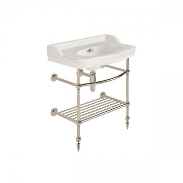 Paris 760mm basin on basin stand with shelf. Zero, one or three tap holes.