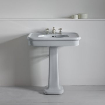 Rockwell 610mm basin in Seattle Grey on pedestal