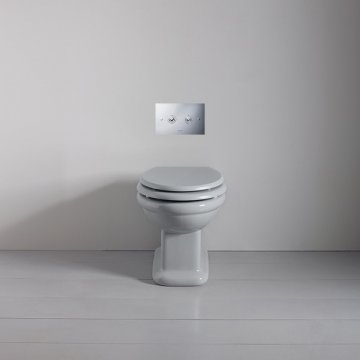 Rockwell toilet pan with horizontal outlet in Seattle Grey
