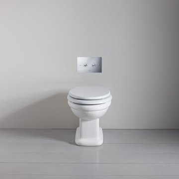 Rockwell toilet pan with horizontal outlet. White