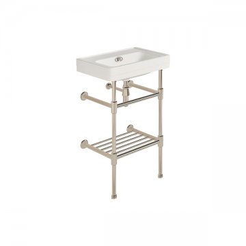 Soho 500mm powder room basin on basin stand with shelf