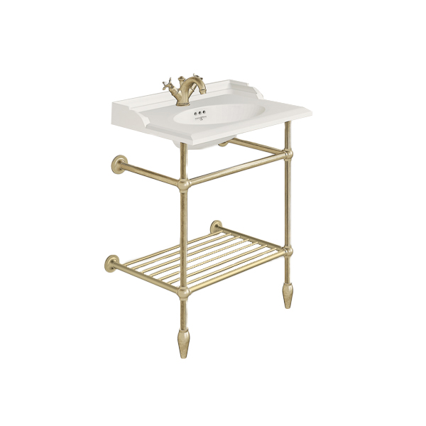 Perrin & Rowe - Victorian 630mm basin, basin stand with tapered feet, basin mixer and bottle trap in Chrome - C763 - QTY:1