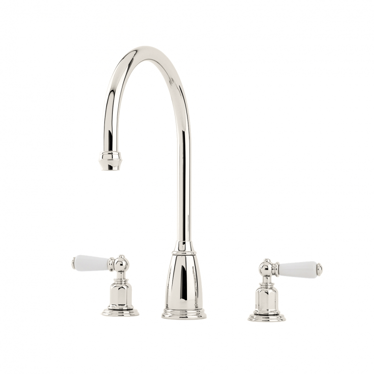 PERRIN & ROWE - Athenian three hole sink mixer with porcelain levers - AU4371NI - QTY:2
